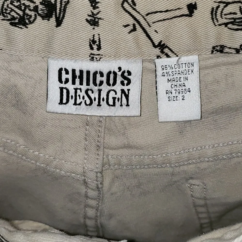 Chico's Design Tan with Black Print Jeans